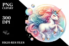Whimsical Baby Unicorn in Bubble PNG Product Image 1