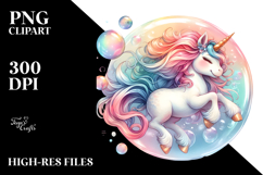 Whimsical Baby Unicorn in Bubble PNG Product Image 2