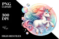 Whimsical Baby Unicorn in Bubble PNG Product Image 2