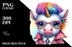 Colorful Baby Unicorn PNG Product Image 1