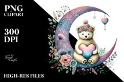 Colorful Bear on Half Moon PNG Product Image 2