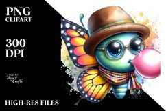 Colorful Artistic Butterfly Hat, Clipart Product Image 3