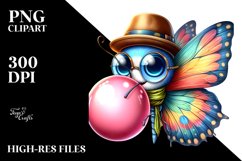 Colorful Artistic Butterfly Hat, Clipart Product Image 1