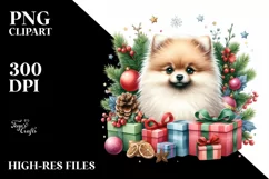 Pomeranian Christmas Gifts PNG Product Image 1