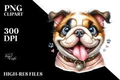 Watercolor Cute Bulldog Transparent PNG Product Image 2