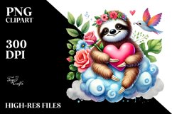 Colorful Adorned Sloth Sitting on a Cloud PNG Product Image 2