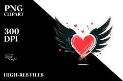 Heart with Wings Paintbrush Style PNG Product Image 2