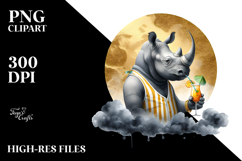 Rhino in Beachwear Drinking Cocktail Product Image 2
