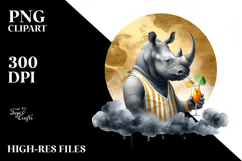 Rhino in Beachwear Drinking Cocktail Product Image 2