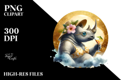 Rhino in Beachwear Drinking Cocktail Product Image 2