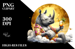 Rhino in Beachwear Drinking Cocktail Product Image 2