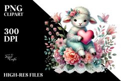 Colorful Pastel Boho Lamb Sitting on a Flower PNG Product Image 2