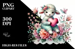 Colorful Pastel Boho Lamb Sitting on a Flower PNG Product Image 2