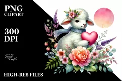 Colorful Pastel Boho Lamb Sitting on a Flower PNG Product Image 2