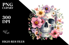 Digital Flower Skull PNG Product Image 2