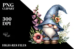 Cute GNOME with Big HAT and Foxglove PNG Product Image 2
