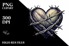 Simple Vintage Hand Drawn Heart with Material PNG Product Image 2