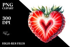Watercolor Strawberry Heart PNG Product Image 2