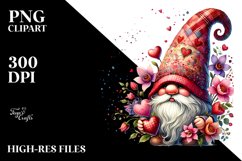 Colorful Valentines Gnome with Hat, PNG Product Image 2