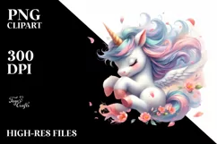 Cute Baby Unicorn Spring Petals Clipart Product Image 1