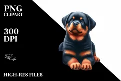 Colorful Rottweiler with Christmas Decor, High-Res PNG Product Image 1