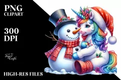 Baby Unicorn with Snowman PNG Product Image 3