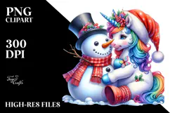 Baby Unicorn with Snowman PNG Product Image 2
