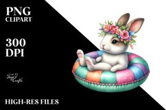 Colorful Inflatable Ring Bunny Clipart Product Image 1