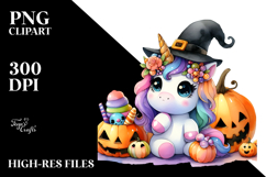 Vibrant Halloween Unicorn Drawing Product Image 2