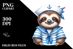 Cute Baby Sloth in Sailor Suit PNG Product Image 2