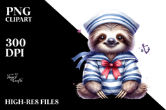 Vibrant Baby Sloth Sailor Suit, High-Res PNG Product Image 2