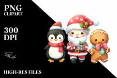 Cute Christmas Characters with Presents PNG Product Image 3