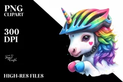 Colorful Baby Unicorn Cyclist PNG Product Image 3
