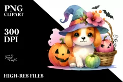 colorful halloween scenery dog Clipart Product Image 1