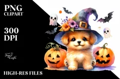 colorful halloween scenery dog Clipart Product Image 1