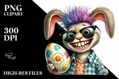 Bunny with Quirky Haircut and Teeth, PNG Product Image 2