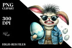 Bunny with Quirky Haircut and Teeth, PNG Product Image 2