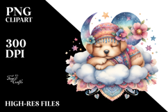 Whimsical Baby Puppy Sleeping on the Cloud PNG Product Image 2