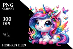 Cute Baby Unicorn, PNG Product Image 2