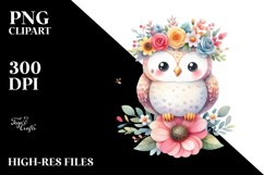 Cartoon-Style Owl with Flower Crown Product Image 2