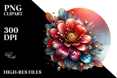 Glossy Zinnia with Golden Insertions PNG Product Image 2