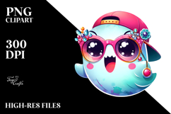 Funny Cute Ghost with Glam Accessories PNG Product Image 2