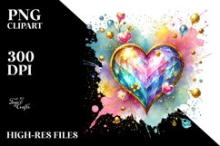 Colorful Pastel Heartmade of with Golden Insertions PNG Product Image 2