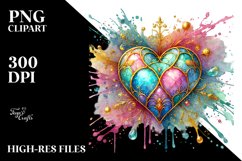 Colorful Pastel Heartmade of with Golden Insertions PNG Product Image 2