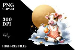 Cute Cow in Beachwear PNG Product Image 2