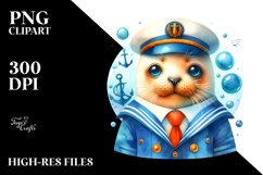 Vibrant Watercolor Seal Sailor Suit | Sublimation | Clipart Product Image 3
