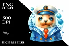 Vibrant Watercolor Seal Sailor Suit | Sublimation | Clipart Product Image 3