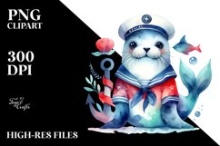 Vibrant Watercolor Seal Sailor Suit | Sublimation | Clipart Product Image 1