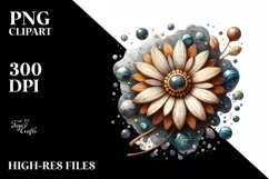 Detailed Wooden Stained Daisy Marble Watercolor Splash Product Image 1