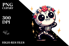 Dramatic Skull with Flower Crown, Quirky PNG Product Image 2
